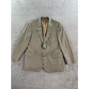 Brooks Brothers Suit Jacket 46 R Wool Gold Windowpane Designer Luxury 346 Sport
